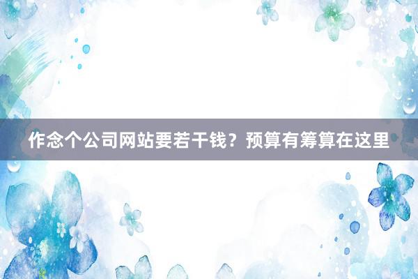 作念个公司网站要若干钱？预算有筹算在这里